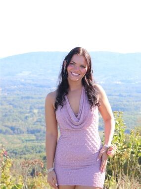 Lilac Beaded Cowl-Neck halter top dress